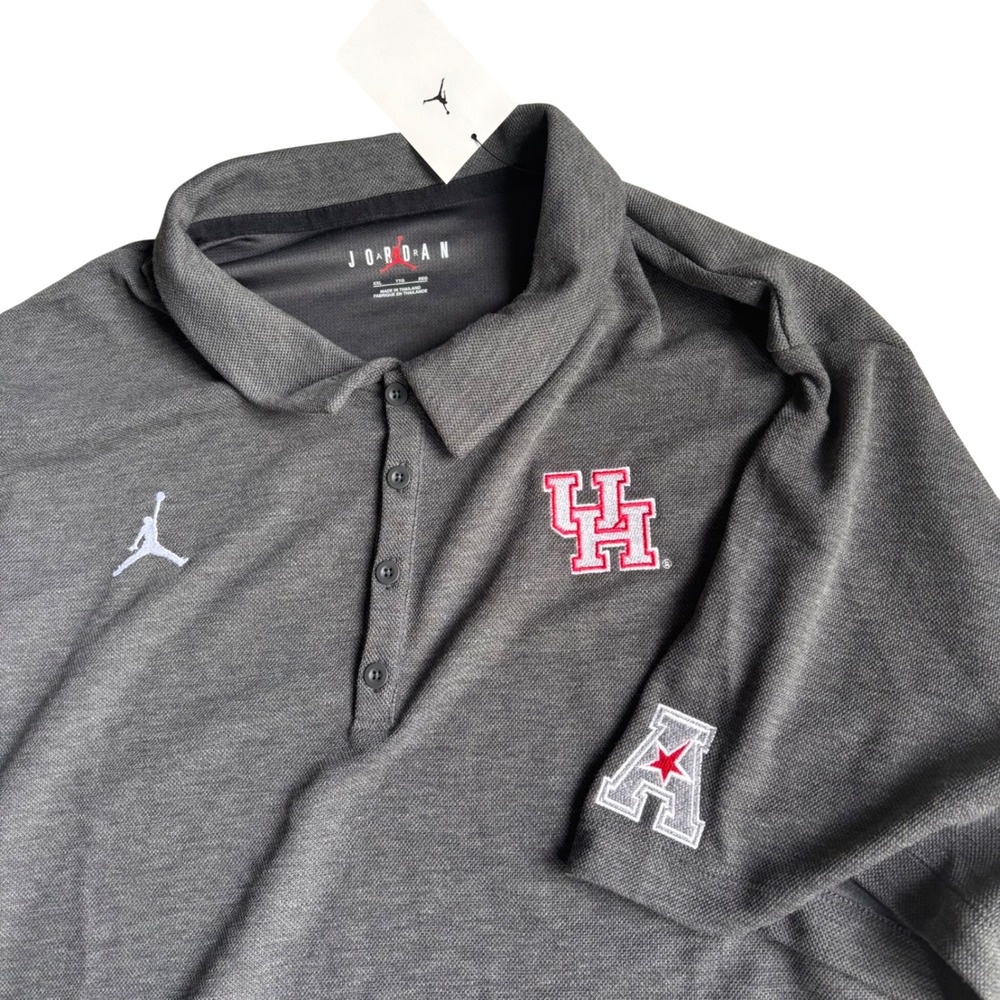 University of Houston Cougars Jordan Polo Mens XXL Grey NCAA Short Sleeve Shirt